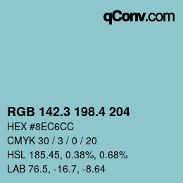 カラーコード: RGB 142.3 198.4 204 | qconv.com