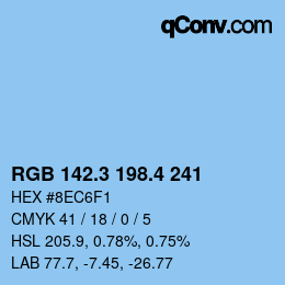 カラーコード: RGB 142.3 198.4 241 | qconv.com