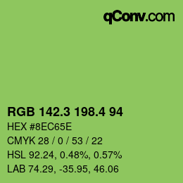 カラーコード: RGB 142.3 198.4 94 | qconv.com