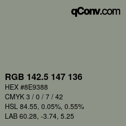 Color code: RGB 142.5 147 136 | qconv.com