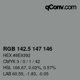 Color code: RGB 142.5 147 146 | qconv.com