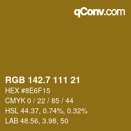 カラーコード: RGB 142.7 111 21 | qconv.com