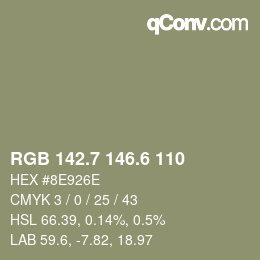 カラーコード: RGB 142.7 146.6 110 | qconv.com
