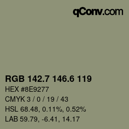 カラーコード: RGB 142.7 146.6 119 | qconv.com
