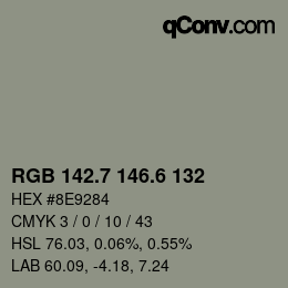 カラーコード: RGB 142.7 146.6 132 | qconv.com