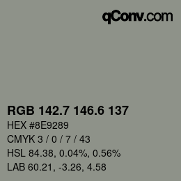 カラーコード: RGB 142.7 146.6 137 | qconv.com
