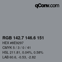 カラーコード: RGB 142.7 146.6 151 | qconv.com
