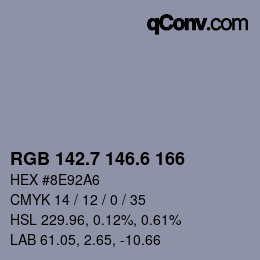カラーコード: RGB 142.7 146.6 166 | qconv.com