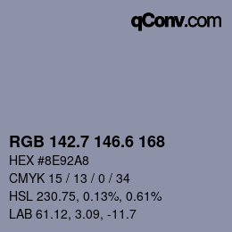 カラーコード: RGB 142.7 146.6 168 | qconv.com