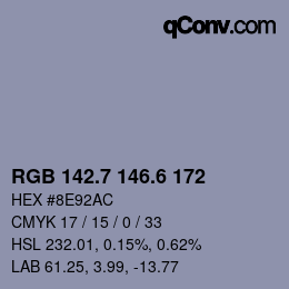 カラーコード: RGB 142.7 146.6 172 | qconv.com