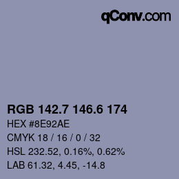 カラーコード: RGB 142.7 146.6 174 | qconv.com
