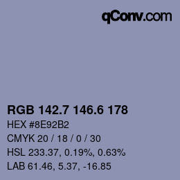 カラーコード: RGB 142.7 146.6 178 | qconv.com