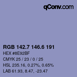 カラーコード: RGB 142.7 146.6 191 | qconv.com
