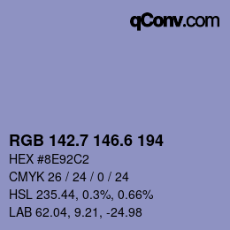 カラーコード: RGB 142.7 146.6 194 | qconv.com