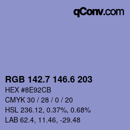 カラーコード: RGB 142.7 146.6 203 | qconv.com