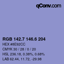 カラーコード: RGB 142.7 146.6 204 | qconv.com
