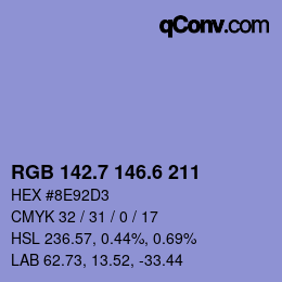 カラーコード: RGB 142.7 146.6 211 | qconv.com