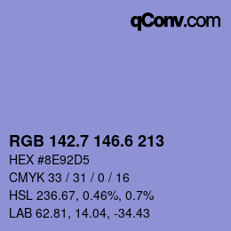 カラーコード: RGB 142.7 146.6 213 | qconv.com