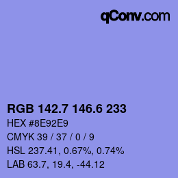 カラーコード: RGB 142.7 146.6 233 | qconv.com