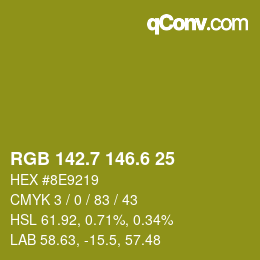 カラーコード: RGB 142.7 146.6 25 | qconv.com