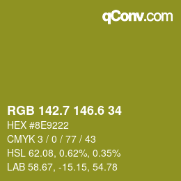 カラーコード: RGB 142.7 146.6 34 | qconv.com