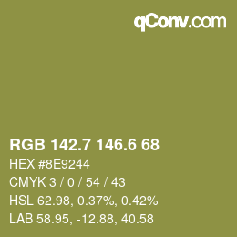 カラーコード: RGB 142.7 146.6 68 | qconv.com