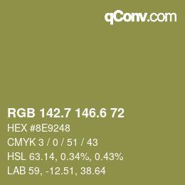 カラーコード: RGB 142.7 146.6 72 | qconv.com