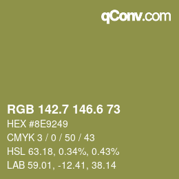 カラーコード: RGB 142.7 146.6 73 | qconv.com