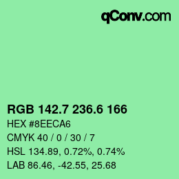 カラーコード: RGB 142.7 236.6 166 | qconv.com