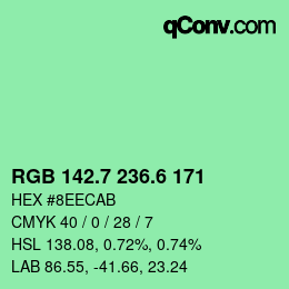 カラーコード: RGB 142.7 236.6 171 | qconv.com