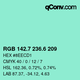 カラーコード: RGB 142.7 236.6 209 | qconv.com
