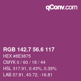 カラーコード: RGB 142.7 56.6 117 | qconv.com