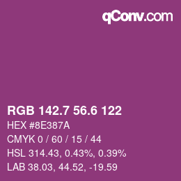 カラーコード: RGB 142.7 56.6 122 | qconv.com