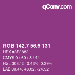 カラーコード: RGB 142.7 56.6 131 | qconv.com