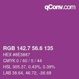カラーコード: RGB 142.7 56.6 135 | qconv.com