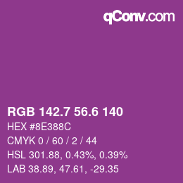 カラーコード: RGB 142.7 56.6 140 | qconv.com