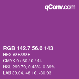 カラーコード: RGB 142.7 56.6 143 | qconv.com