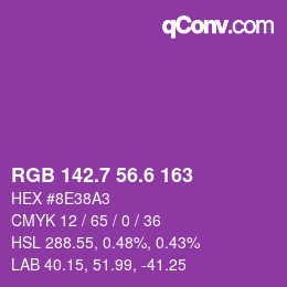 カラーコード: RGB 142.7 56.6 163 | qconv.com