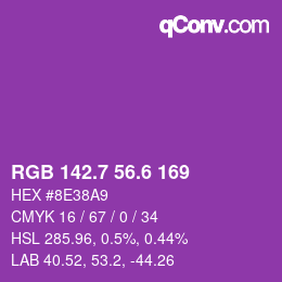 カラーコード: RGB 142.7 56.6 169 | qconv.com
