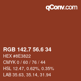 カラーコード: RGB 142.7 56.6 34 | qconv.com