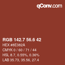 カラーコード: RGB 142.7 56.6 42 | qconv.com