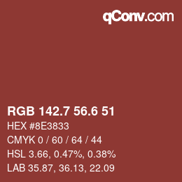 カラーコード: RGB 142.7 56.6 51 | qconv.com