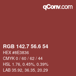 カラーコード: RGB 142.7 56.6 54 | qconv.com