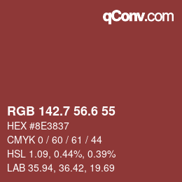 カラーコード: RGB 142.7 56.6 55 | qconv.com