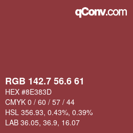 カラーコード: RGB 142.7 56.6 61 | qconv.com