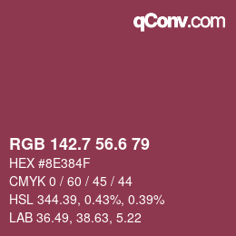 カラーコード: RGB 142.7 56.6 79 | qconv.com