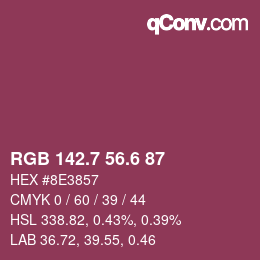 カラーコード: RGB 142.7 56.6 87 | qconv.com