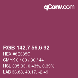 カラーコード: RGB 142.7 56.6 92 | qconv.com