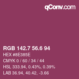 カラーコード: RGB 142.7 56.6 94 | qconv.com