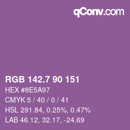 カラーコード: RGB 142.7 90 151 | qconv.com